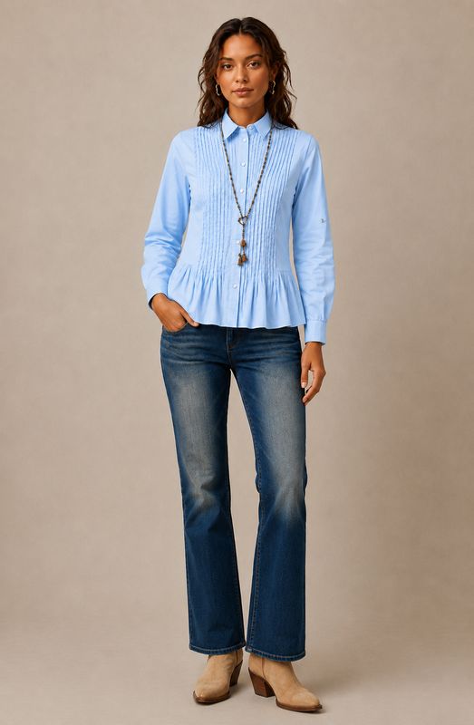 Joop &amp; Gypsy Pintuck Cotton Shirt – Pastel Blue