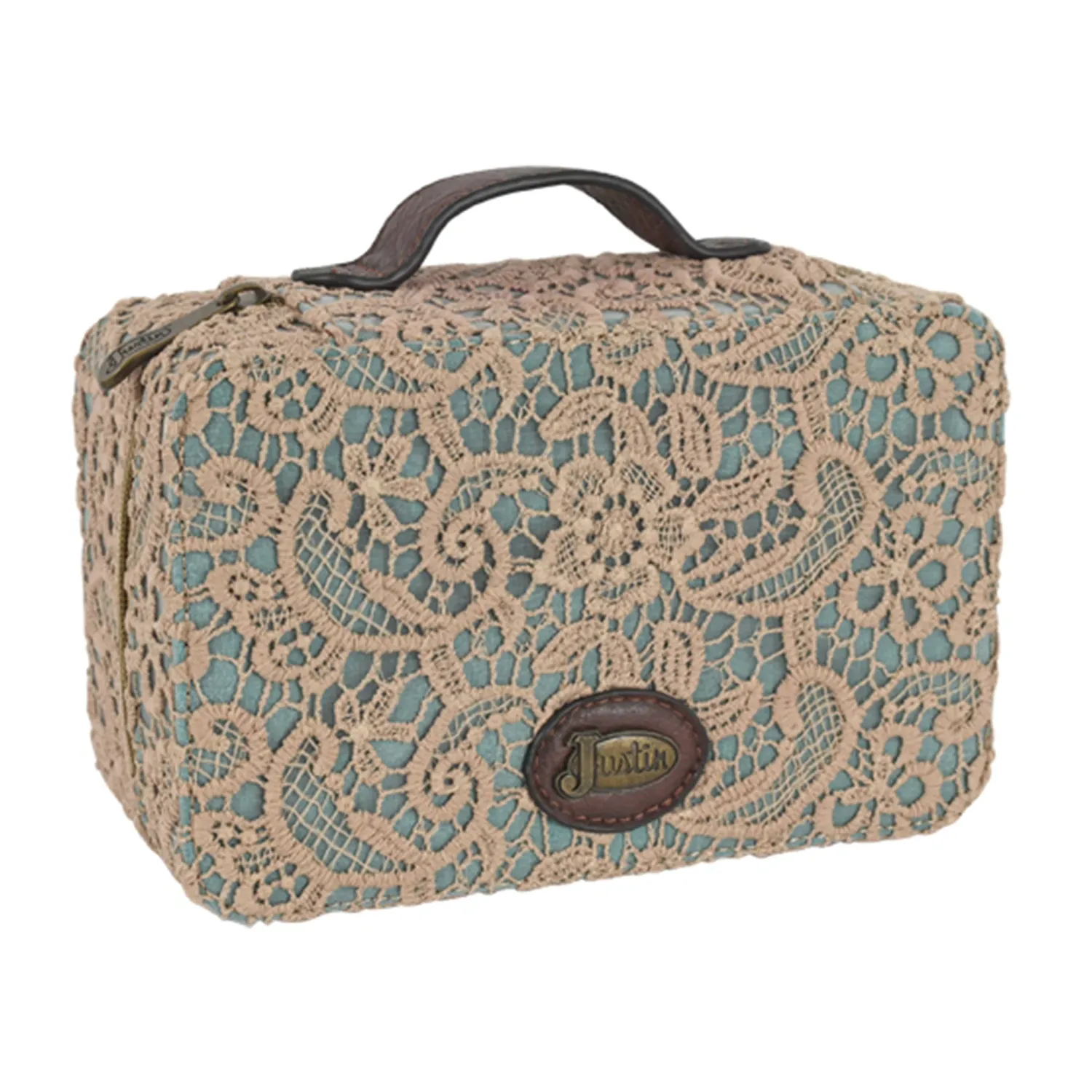 Justin Large Jewellery Case Turquoise with lace