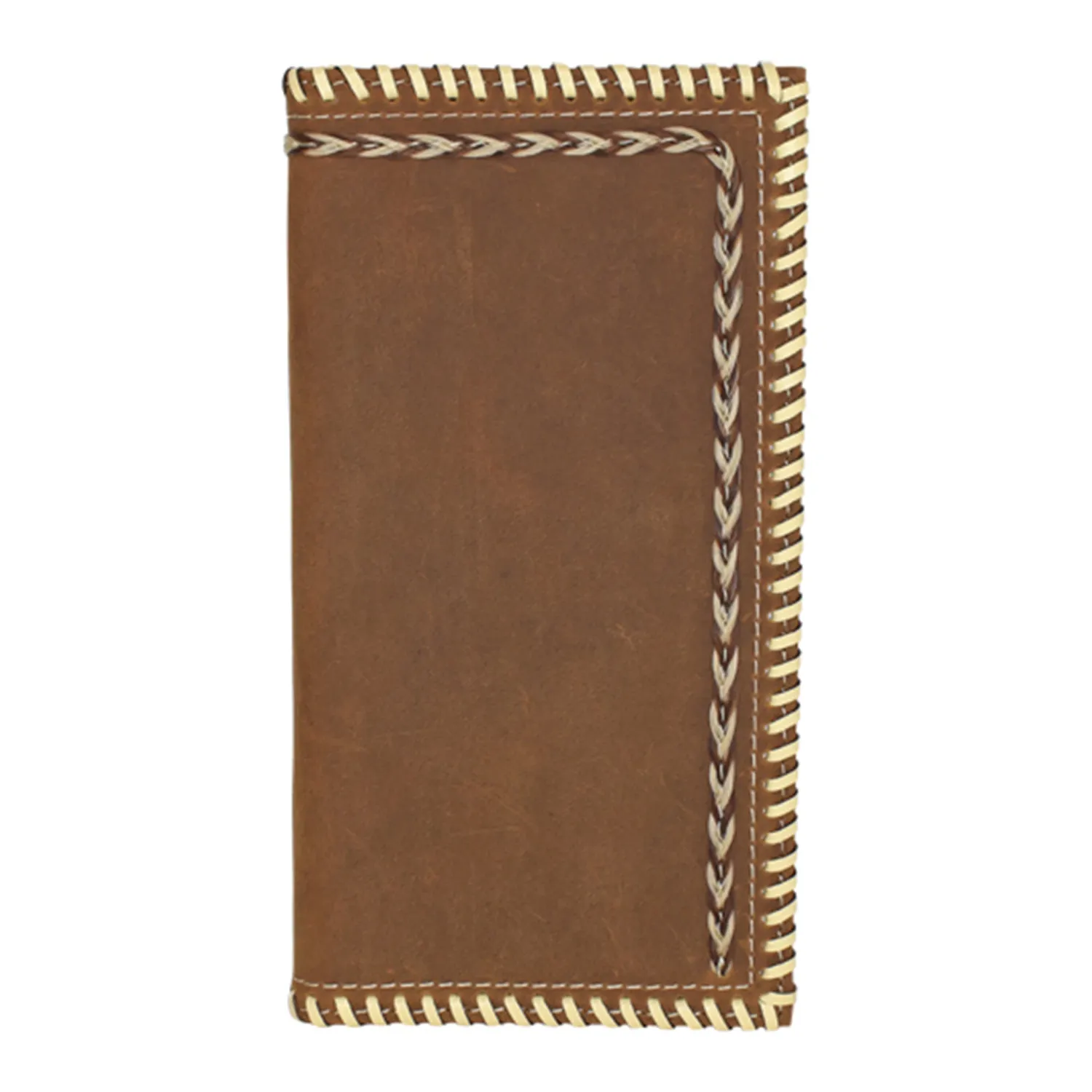 Justin Mens Genuine Rodeo Wallet - whip stitch &amp; horsehair braid