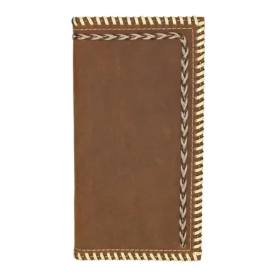Justin Mens Genuine Rodeo Wallet - whip stitch &amp; horsehair braid