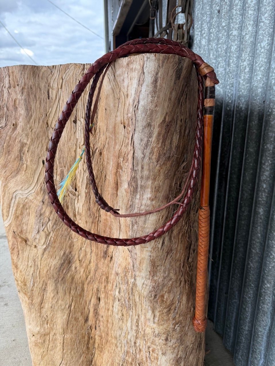 Dennis Cassidy 5' Redhide 4 Plait Stock Whip – Half Plait Handle