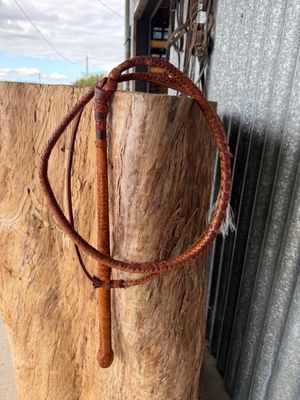 Dennis Cassidy 5' Two-Tone Brown Kangaroo Leather 8 Plait Stock Whip – Full Plait Handle