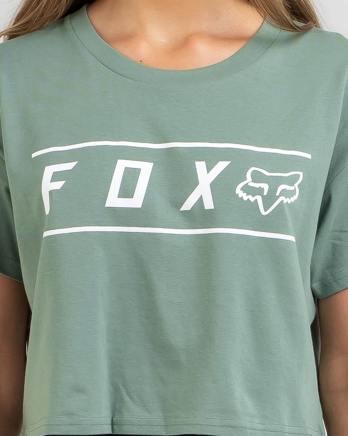 FOX PINNACLE CROP TEE SAGE
