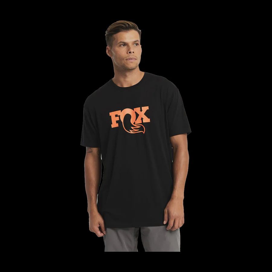 FOX FACTORY LOGO TEE-BK/OR-LARGE