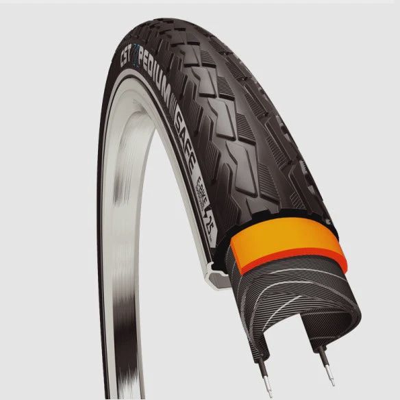 CST Tyre Xpedium -28 X 1/2  700 x 32 - 60TPI Wire - Reflective Strip - Defender Rebound Protection Level 5mm