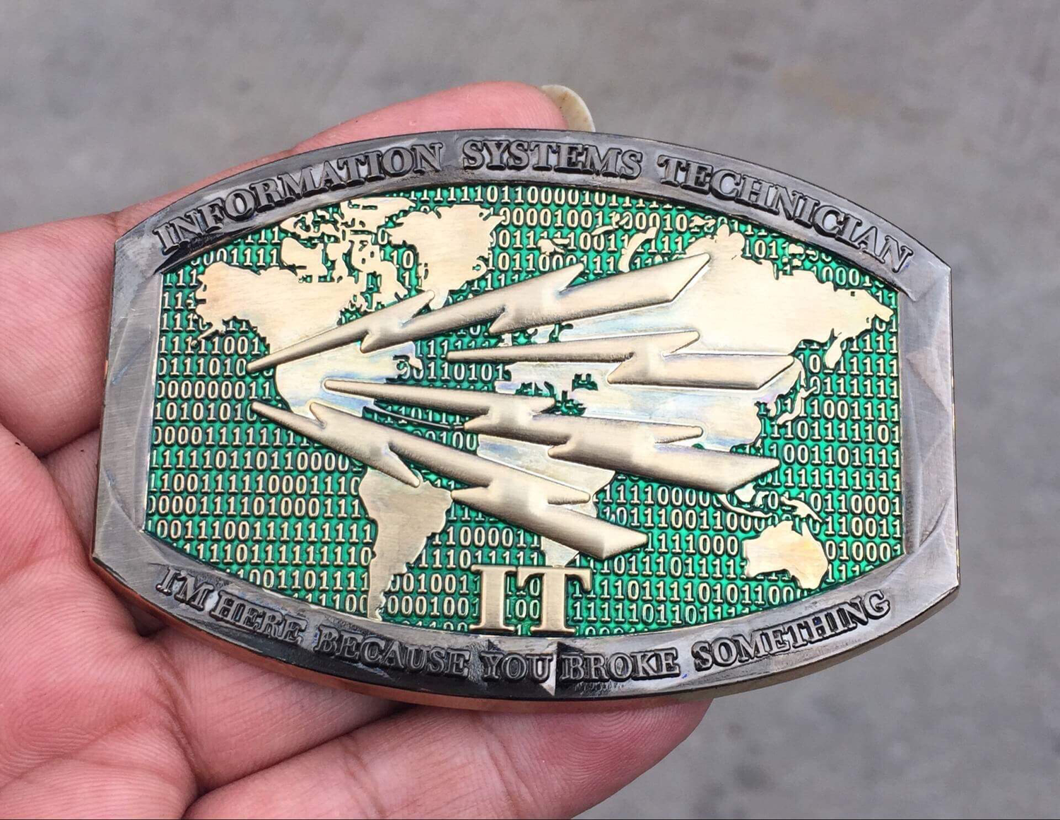 Navy Enlisted Custom Belt Buckle Information Systems Technician IT