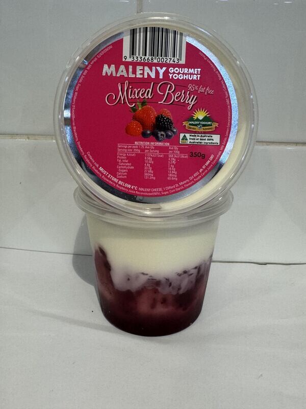 MALENY DAIRIES  - Gourmet Mixed Berry Yoghurt 350G tub, Each