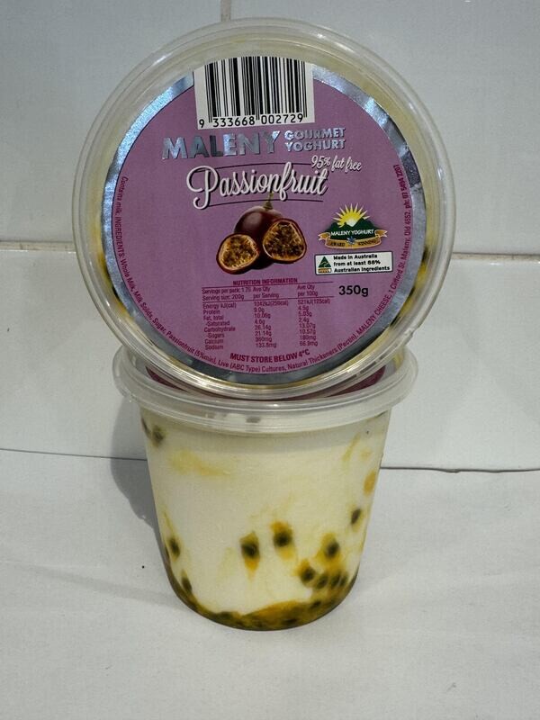 MALENY DAIRIES - Gourmet Passionfruit Yoghurt 350G tub, Each