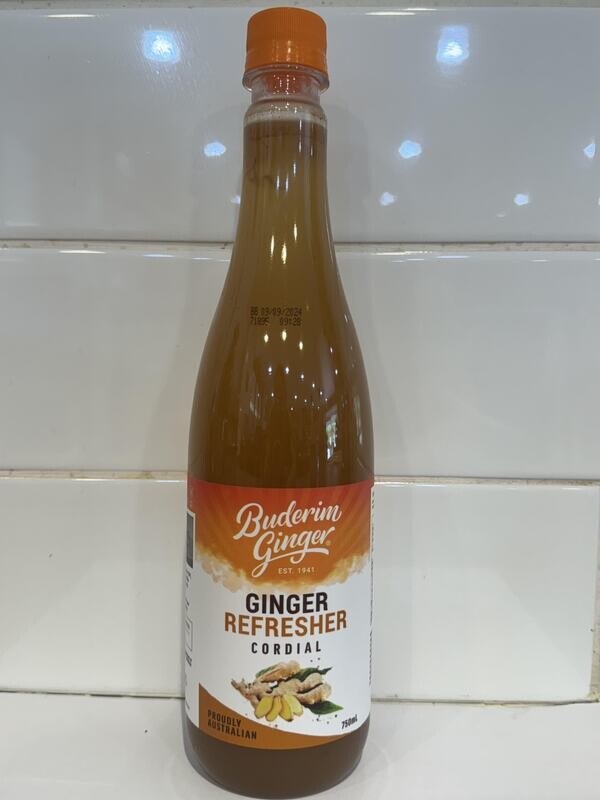 BUDERIM - Ginger Refresher Cordial 750ml bottle, Each