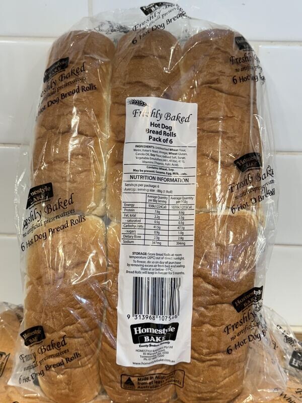 Toowoomba Bake 6pk Hotdog Rolls