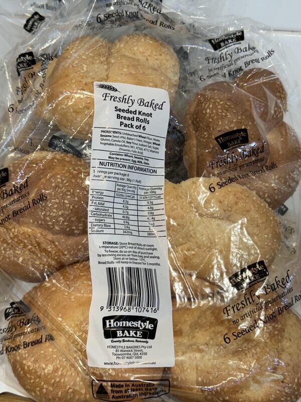 Toowoomba Bake 6PK Seeded Knot Rolls