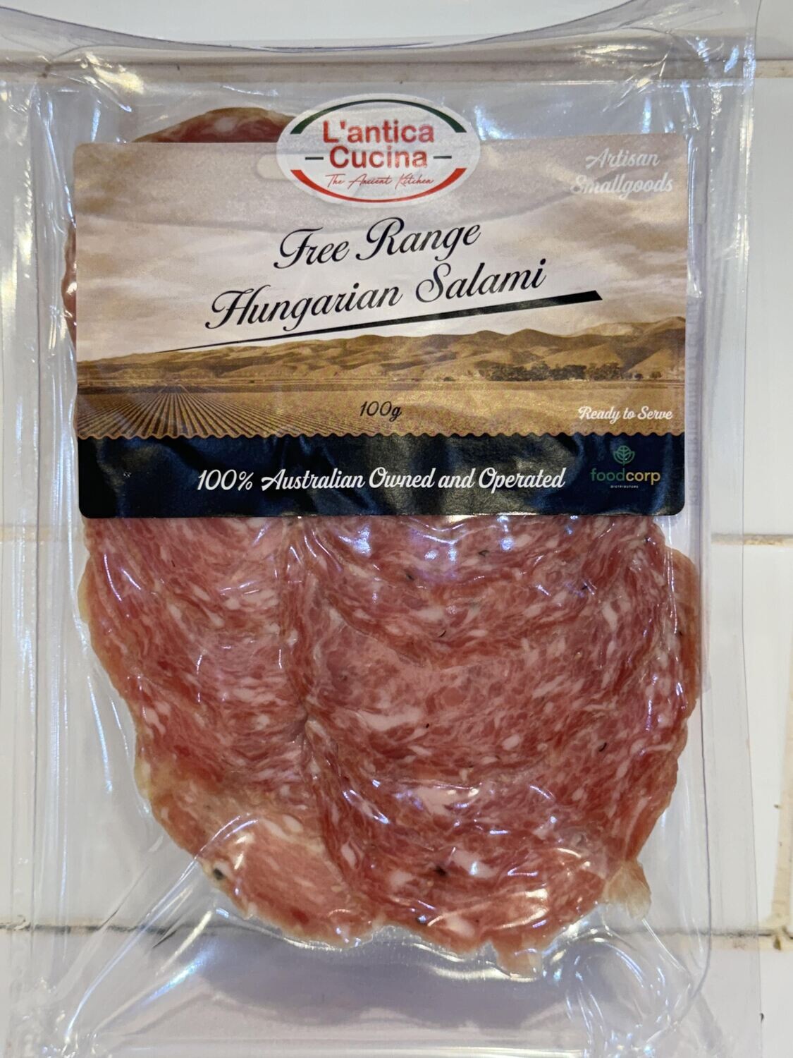 L&#39;ANTICA CUCINA - 100g Free Range Hungarian Salami Sliced, Each