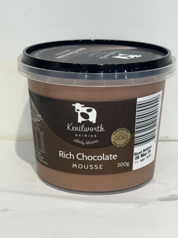 KENILWORTH DAIRIES - Rich Chocolate Mousse 200g tub, Each