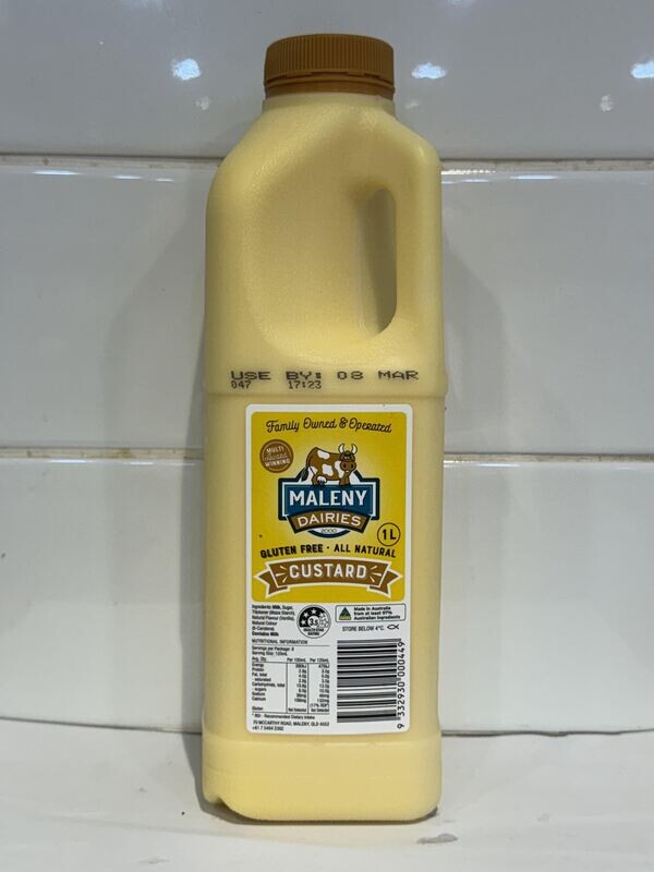 MALENY DAIRIES - 1L Gluten Free Custard, Each