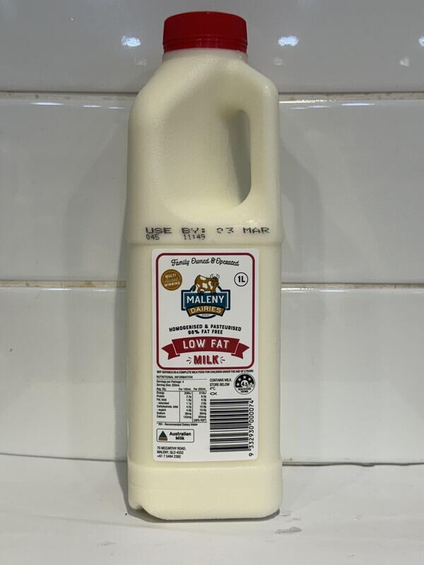 MALENY DAIRIES - 1L Low Fat Milk, Each