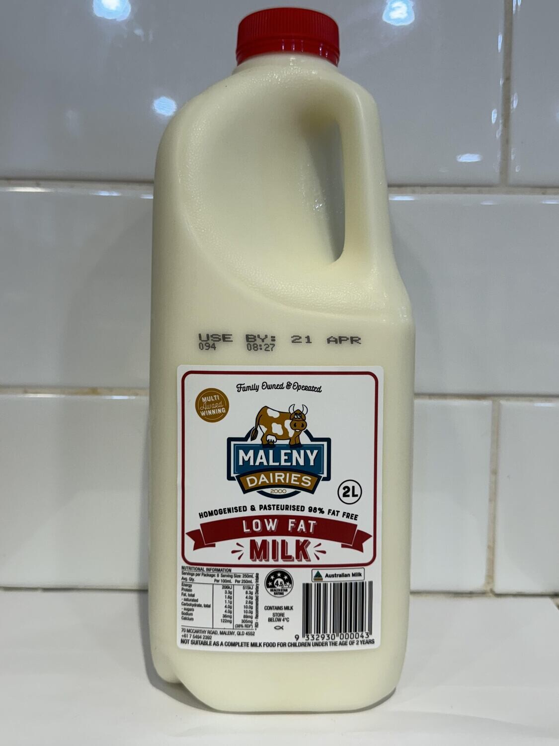 MALENY DAIRIES - 2L Low Fat Milk, Each