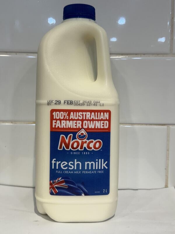 NORCO-  2L Full Cream Milk, Each