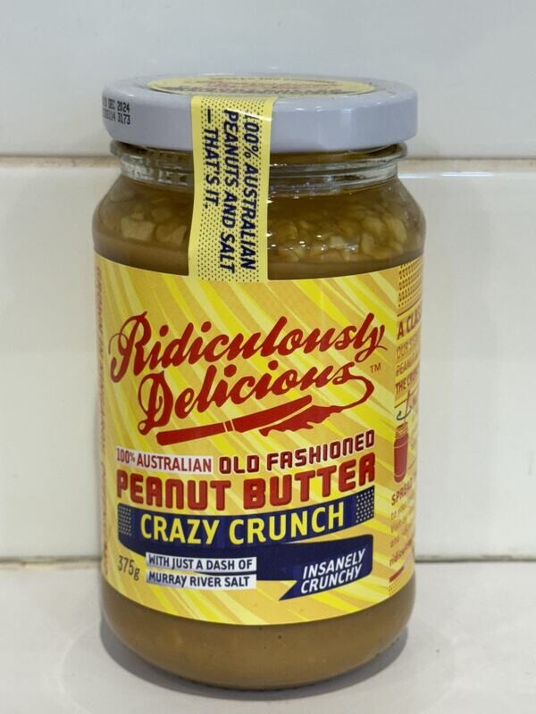 Ridiculously Delicious - 375gm Crazy Crunch Peanut Butter, Each