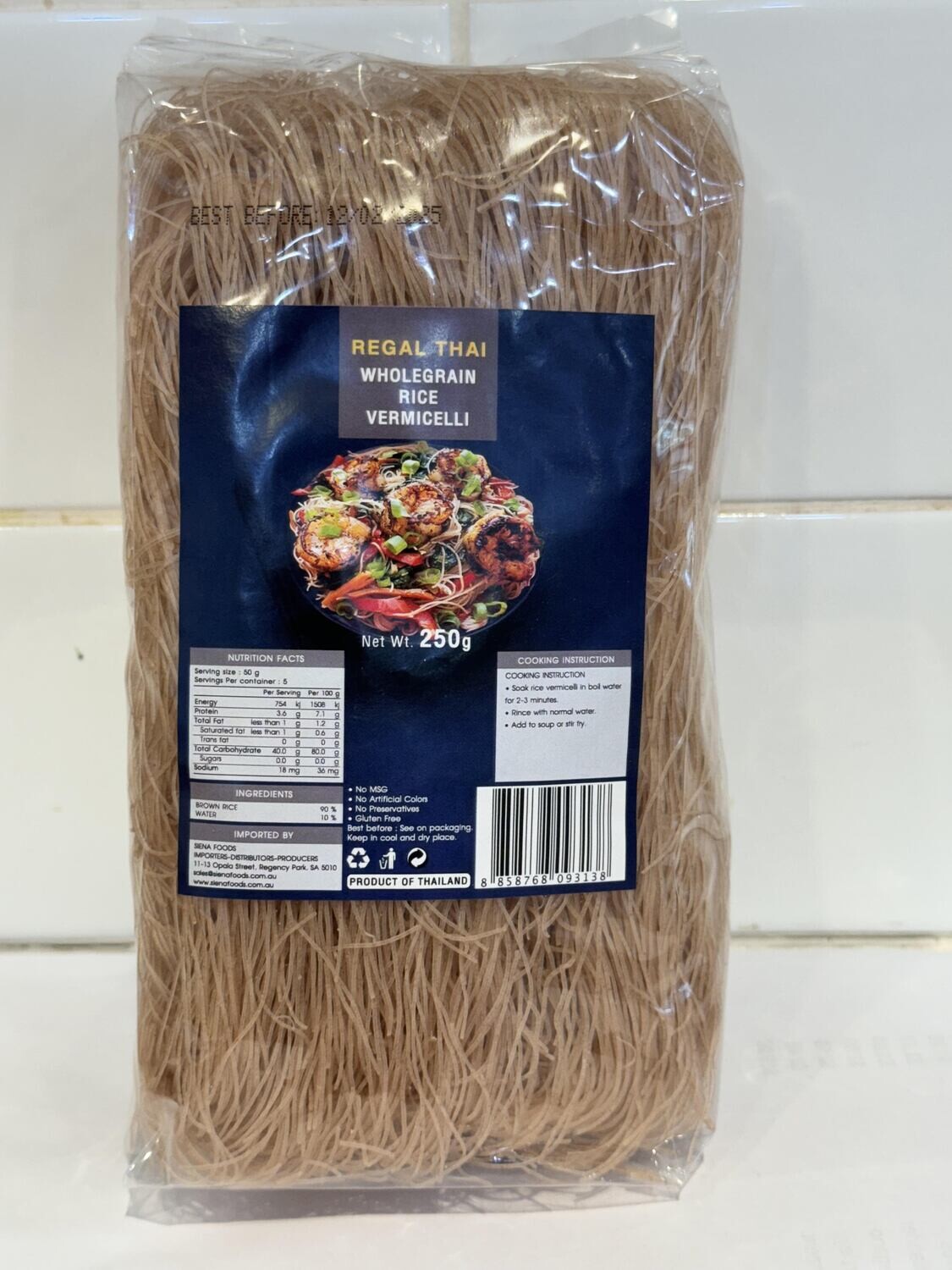 REGAL THAI - Wholegrain Rice Vermicelli 250gm, Each