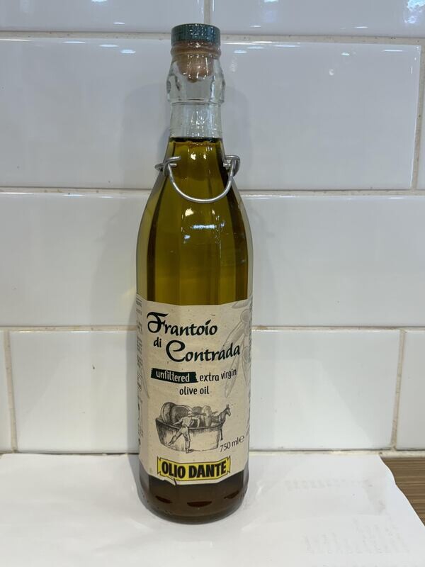 Olio Dante - Frantoio di Contrada 750ml UNFILTERED Extra Virgin Olive Oil, Each