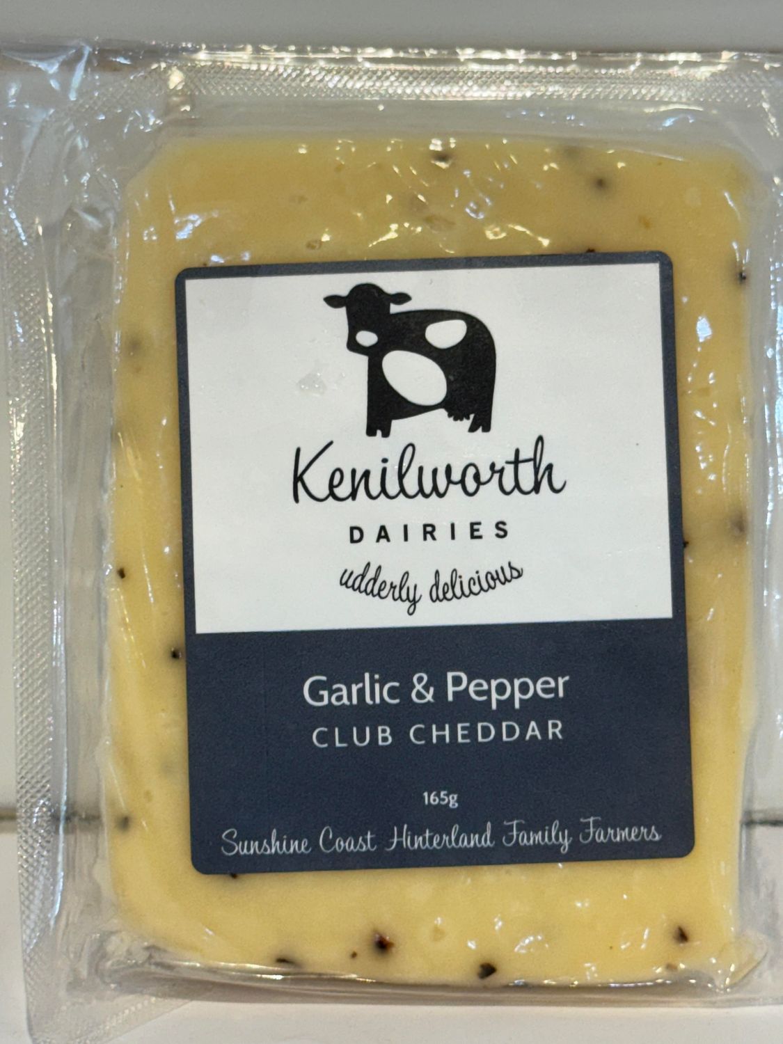KENILWORTH DAIRIES - Garlic &amp; Pepper Cheese 165G block, Each