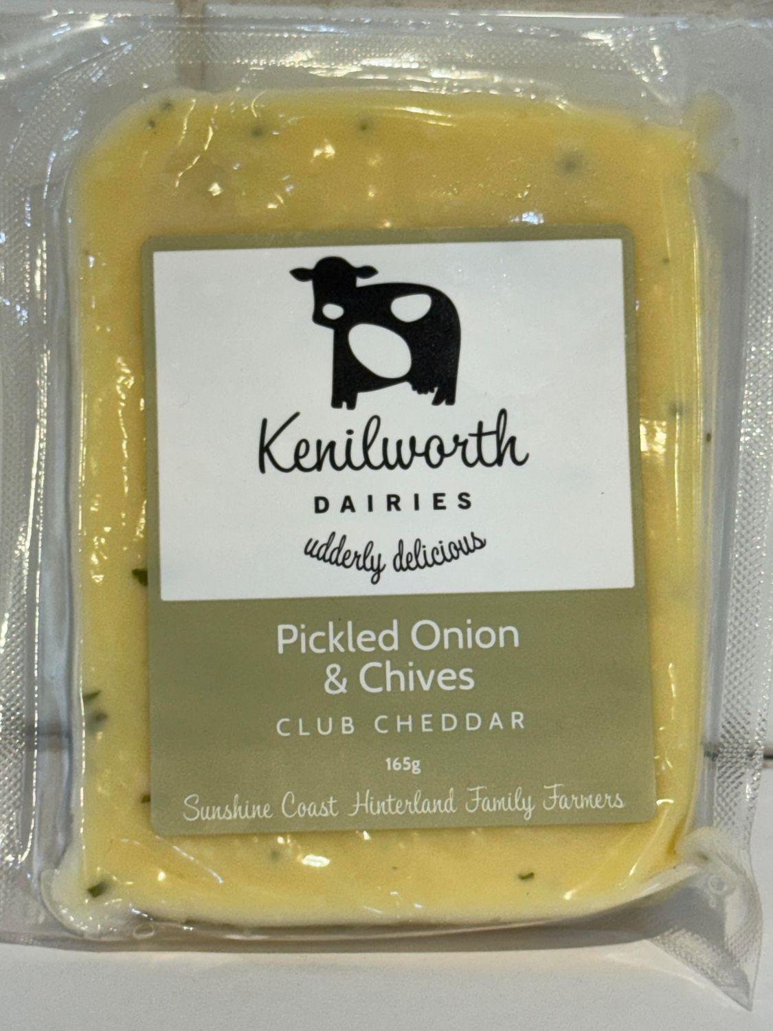 KENILWORTH DAIRIES - Pickled Onion &amp; Chives Cheese 165G block, Each