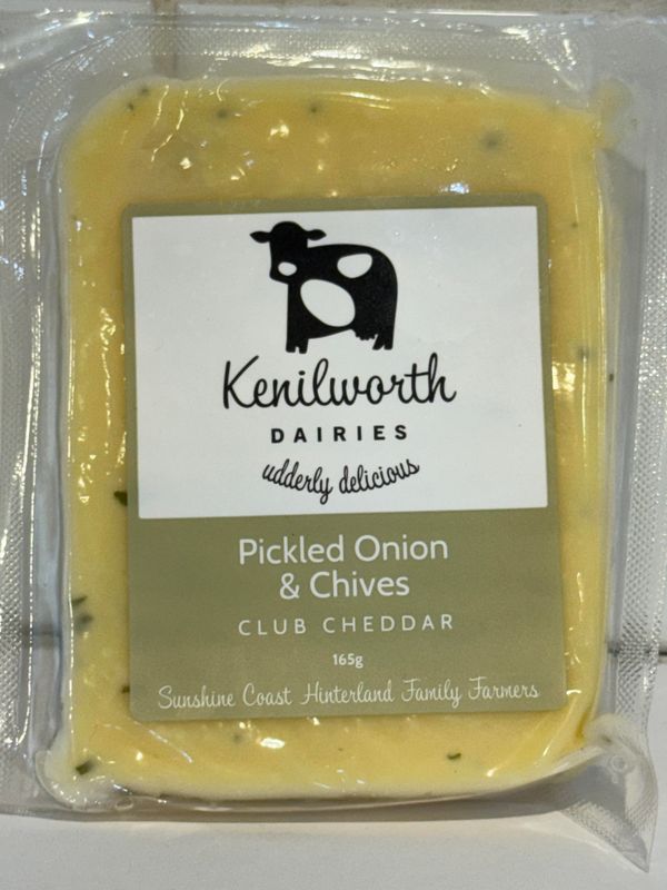 KENILWORTH DAIRIES - Pickled Onion &amp; Chives Cheese 165G block, Each