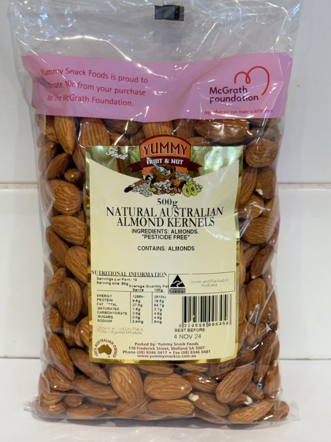 YUMMY SNACKS  - 500g Australian Natural Almond Kernels