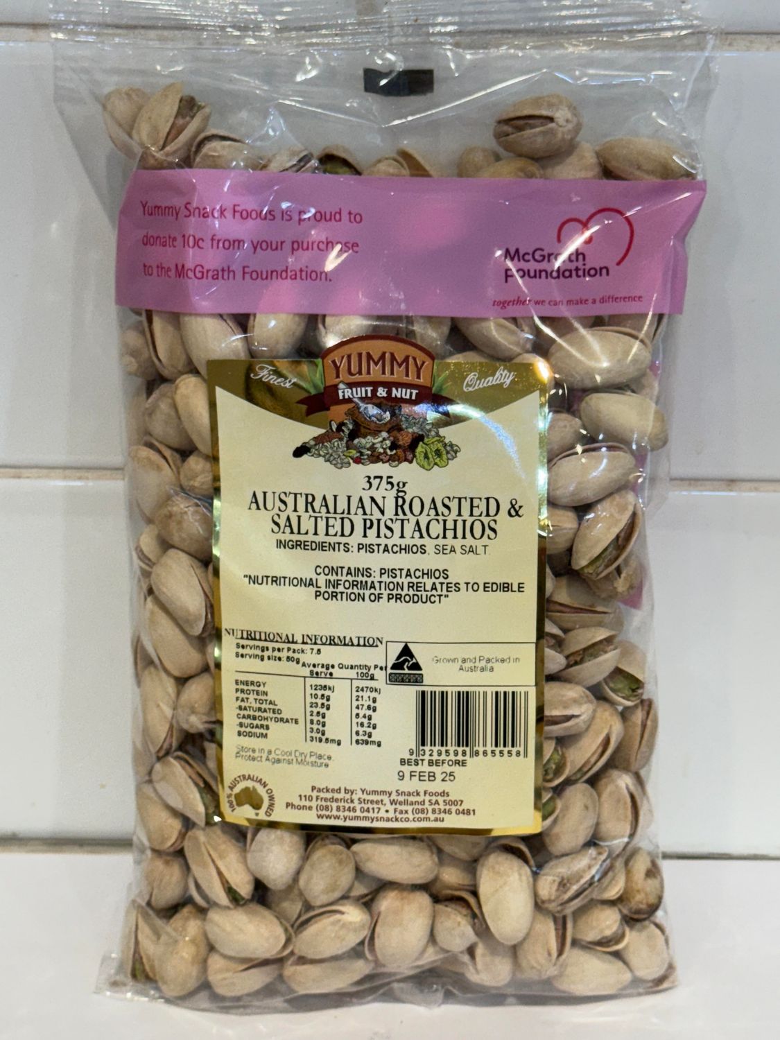 YUMMY SNACKS - 375g Australian Roasted &amp; Salted Pistachio