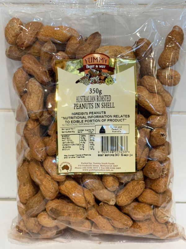 YUMMY SNACKS - 350g Australian Roasted Peanuts in Shell