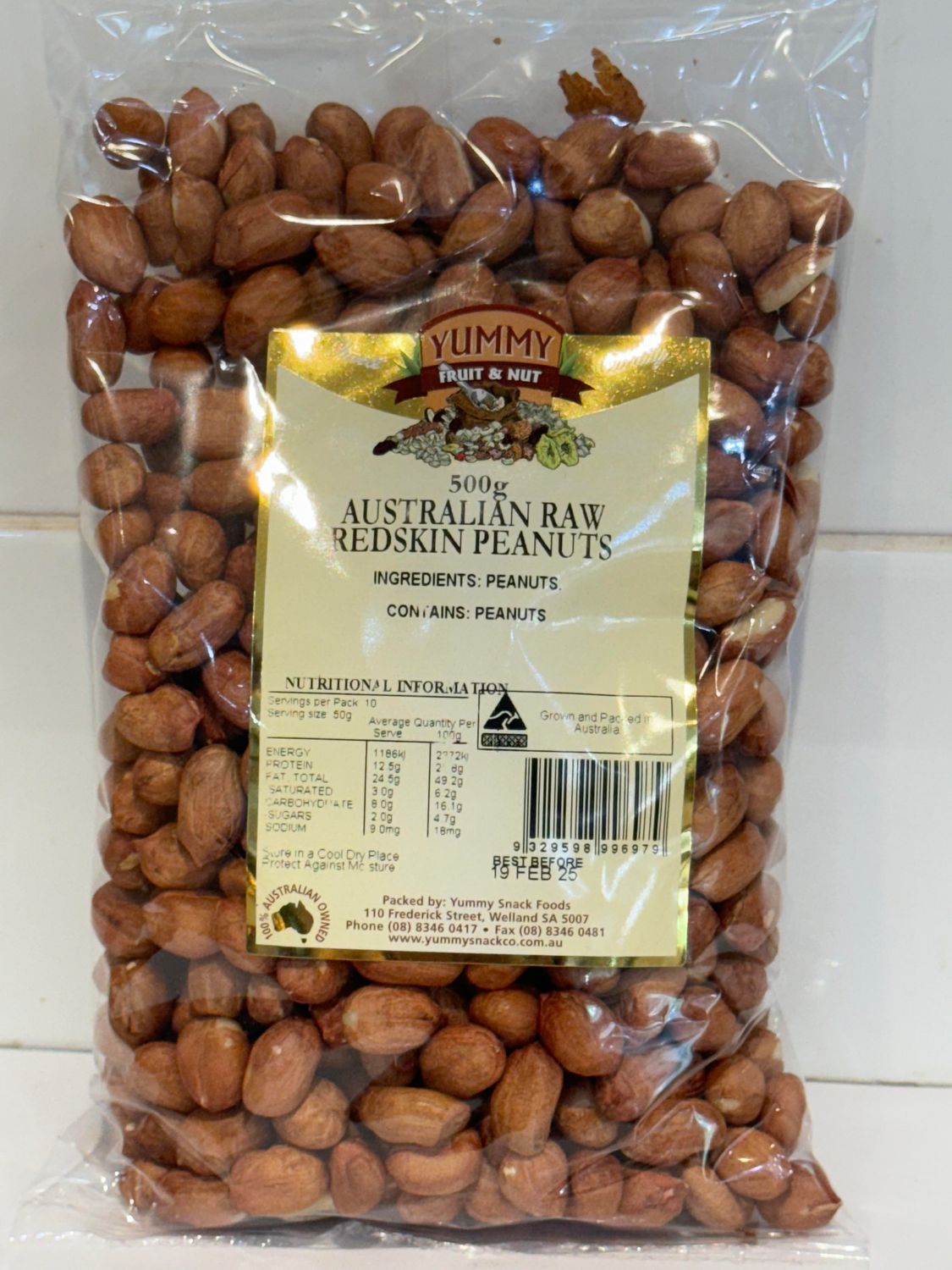 YUMMY SNACKS  - 500g Australian Raw Redskin Peanuts