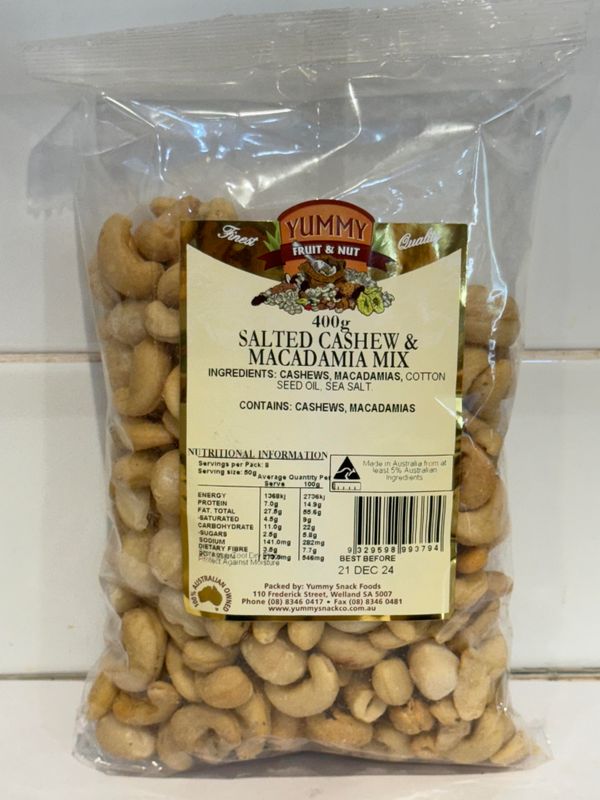YUMMY SNACKS - 400g Salted Cashew and Macadamia Mix
