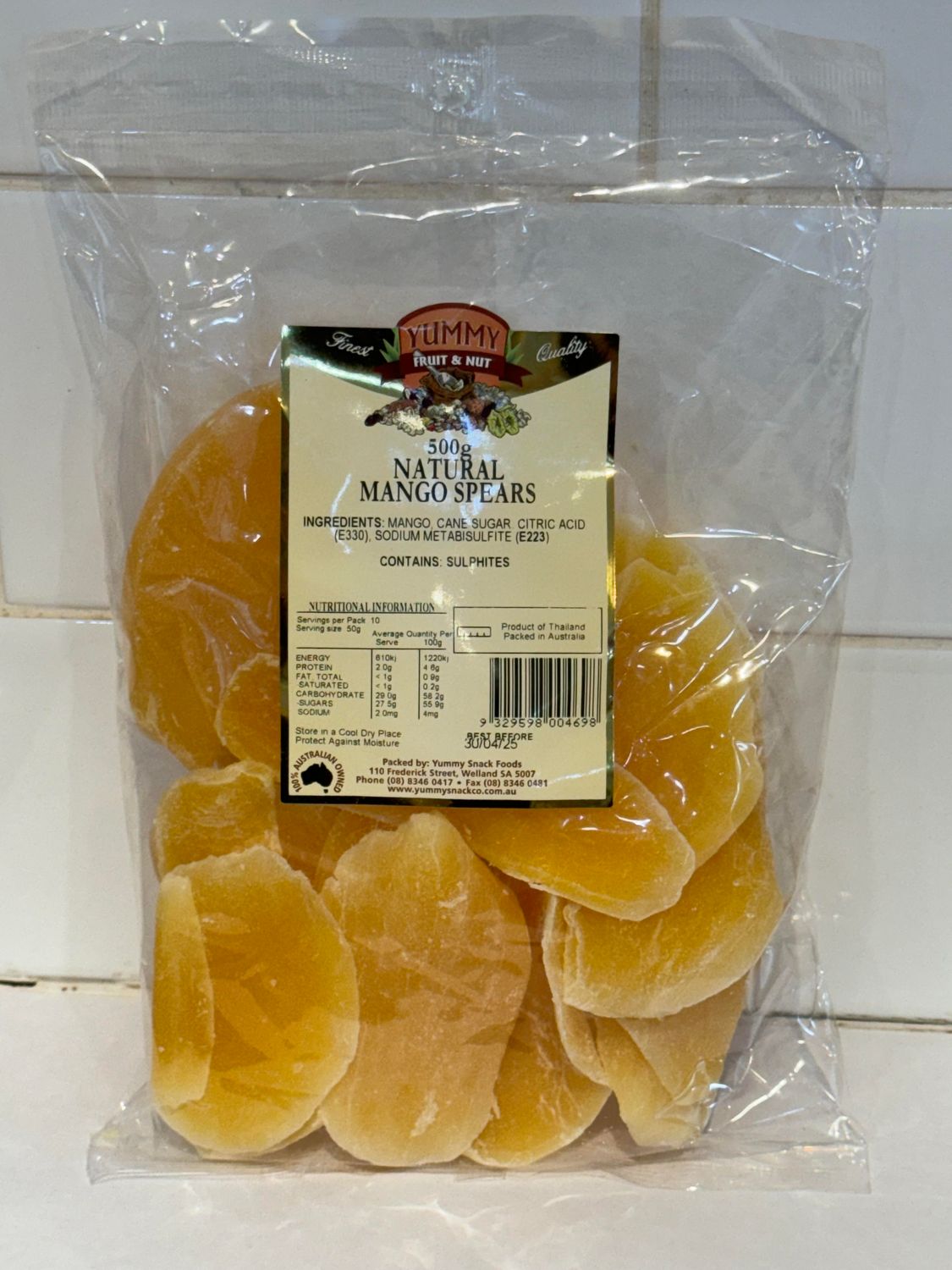 YUMMY SNACKS - 500G Natural Mango Spears