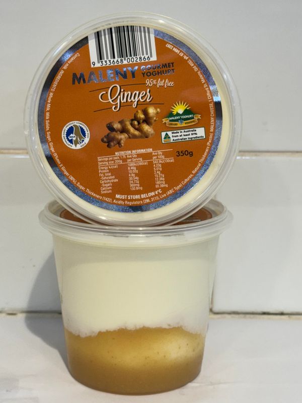 MALENY DAIRIES - Gourmet Ginger Yoghurt 350G tub, Each