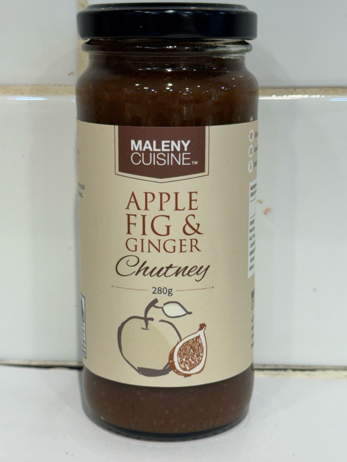 MALENY CUISINE - Apple, Fig &amp; Ginger Chutney 280G, Each
