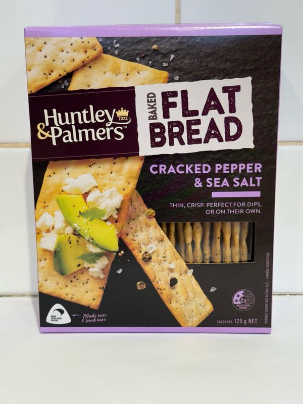 HUNTLEY &amp; PALMERS - Baked Flat Bread Cracked Pepper And Seas Salt, Each