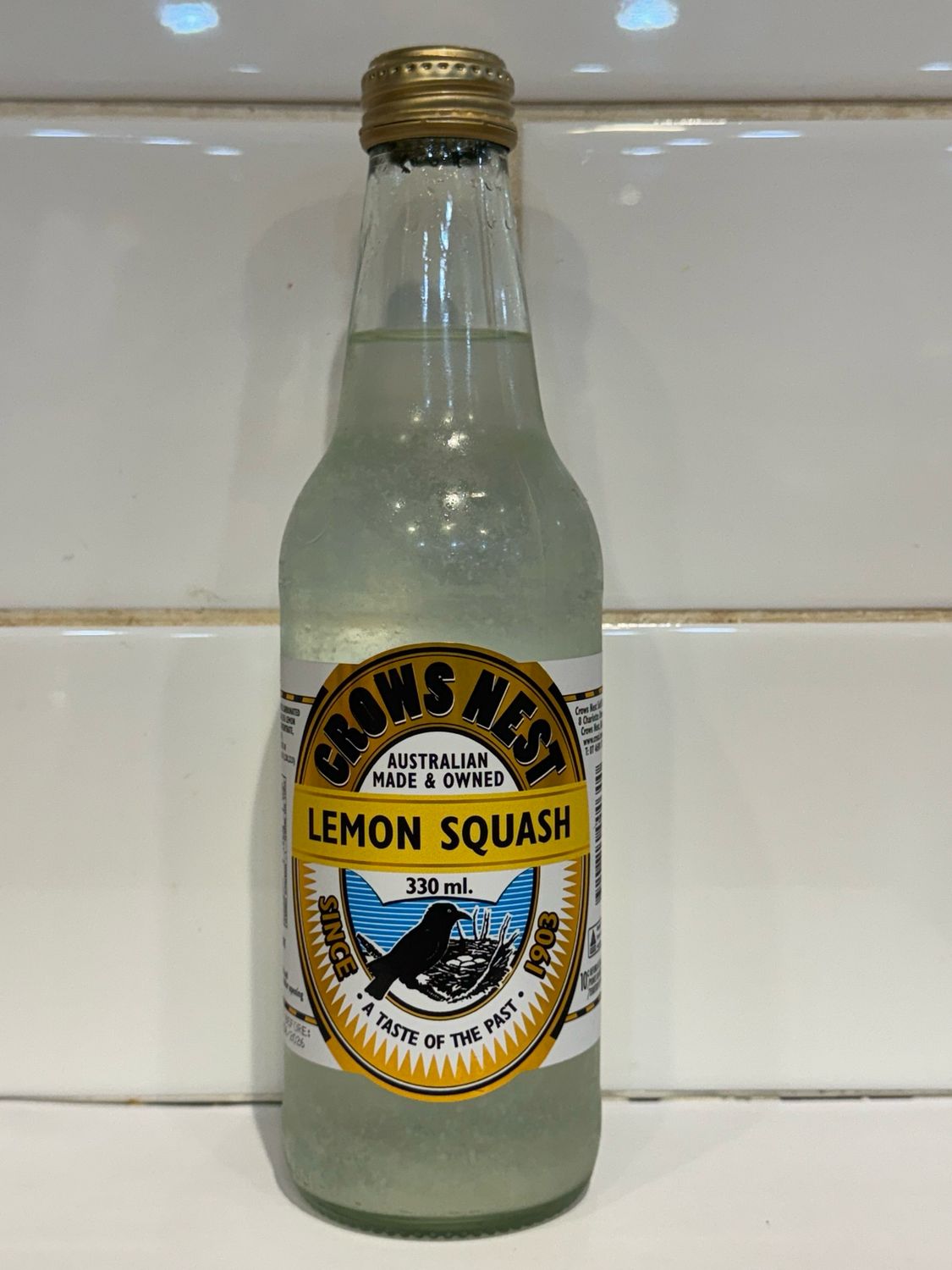 CROWS NEST - Lemon Squash 330ml Bottle, Each