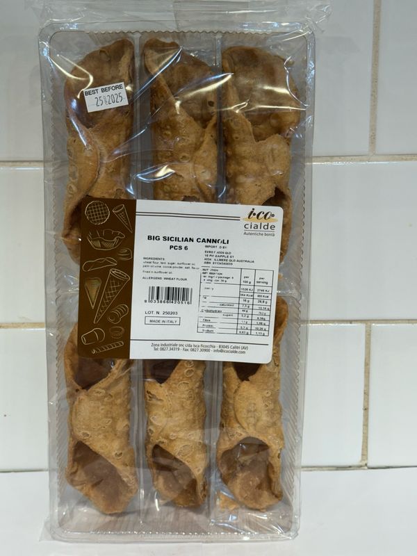 Big Sicilian Cannoli Shells 6 Pieces, Each