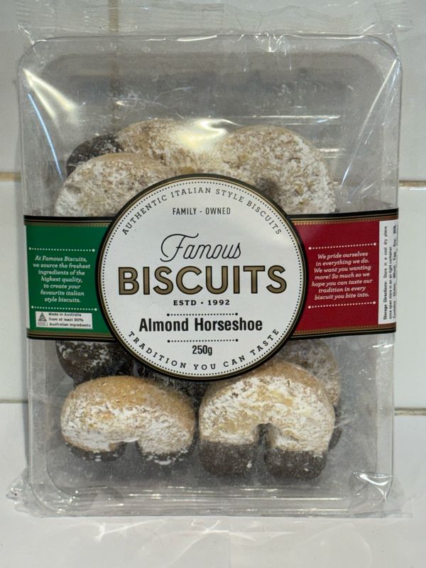 FAMOUS BISCUITS - Almond Horseshoe 250G, Each