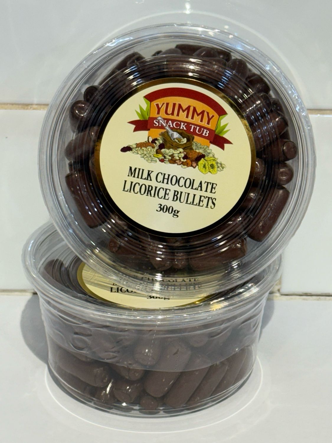 YUMMY SNACKS - Milk Chocolate Licorice Bullets, 300G, Each