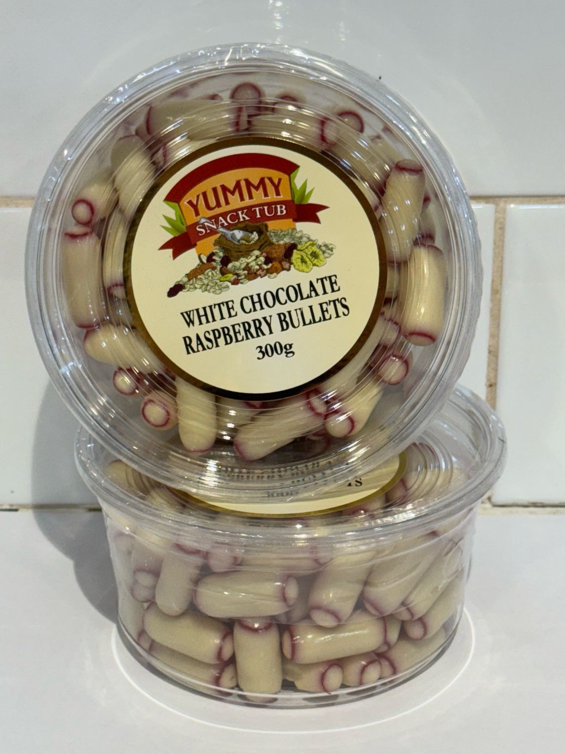 YUMMY SNACKS - White Chocolate Raspberry Bullets, 300G, Each