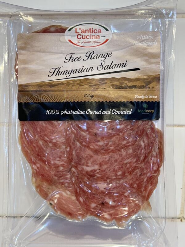 L'ANTICA CUCINA - 100g Free Range Hungarian Salami Sliced, Each