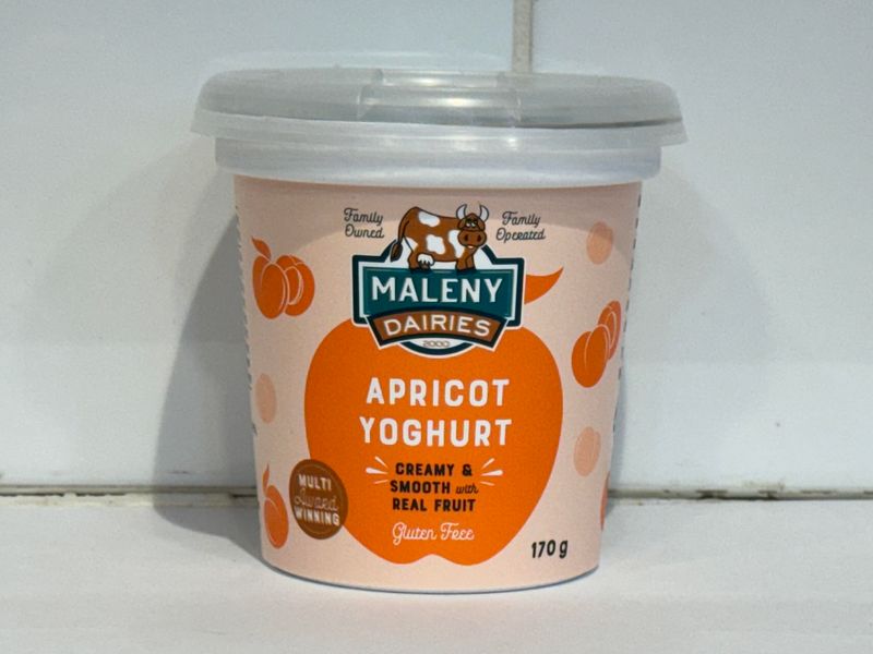 MALENY DAIRIES -Apricot Yoghurt 170g tub, Each