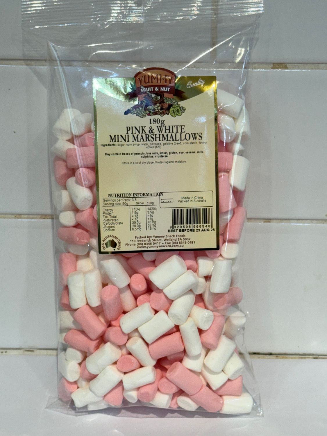 YUMMY SNACKS - 180g Marshmallow Mini's, Each