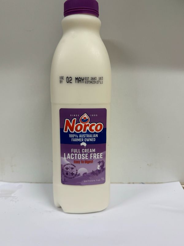 NORCO - 1L Lactose Full Cream Milk, Each