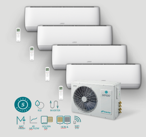 Sendo-Multi-Split Set Aeolos 4x SFM-09ALSI2-AU1+1x SFM-36OU4-AU1
