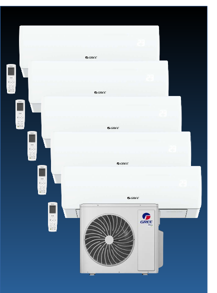 GREE-Multi-Split PULAR Set  5 x 2,5 kW + Outdoor Unit