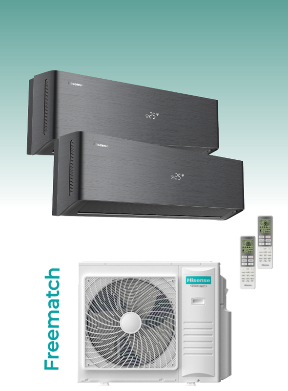 Hisense Energy X Pro  Black 2 x Indoor Multisplit -SET 2,6  kW+1x 2AMW50U4RXA 5 kW