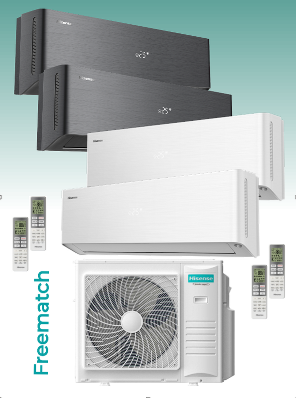Hisense Energy X Pro  Black/White  4 (2+2 )x Indoor Multisplit -SET 2,6  kW+1x +4AMW81U4RAA 8 kW