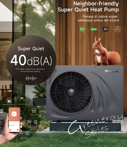 SPRSUN R290 Super-quiet DC inverter air source heat pump 8 kW (heating/cooling) 400V  (on advance order)
